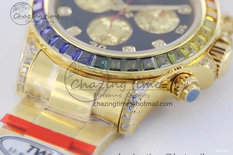 Diamonds YG Edition 1:1 Best Steel YG TWF on YG Dial Daytona A7750 116595RBOW 904L Bracelet Black 0306